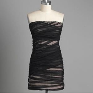 Justify Mesh Ruched Strapless Bodycon Mini Dress